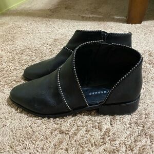 Lucky Brand Black Ankle Booties with Contrast Stitching